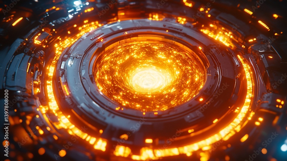Obraz premium Burning Core of a Futuristic Device