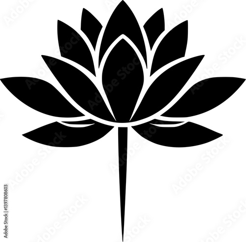 Elegant Black Silhouette of a Water lily Flower