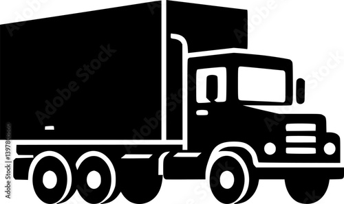 Simple black and white illustration of a delivery truck.