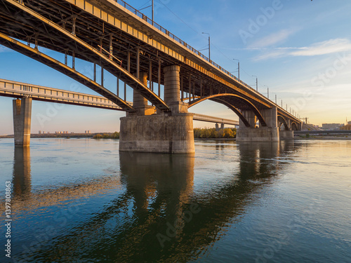 Bridges across the Ob River in Novosibirsk.