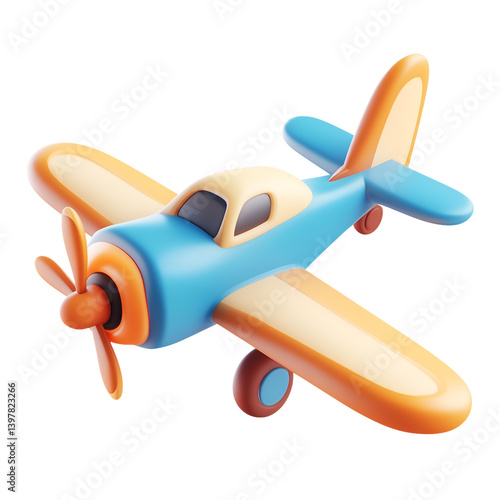 3D Stylized Illustration of a toy airplane isolated transparent PNG perfect for website iconographic isometric design