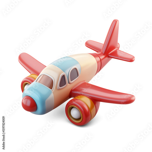 3D Stylized Illustration of a toy airplane isolated transparent PNG perfect for website iconographic isometric design