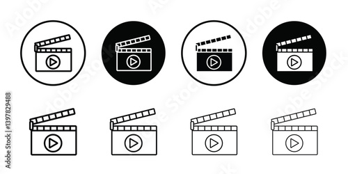 Film clapperboard icon logo set vector