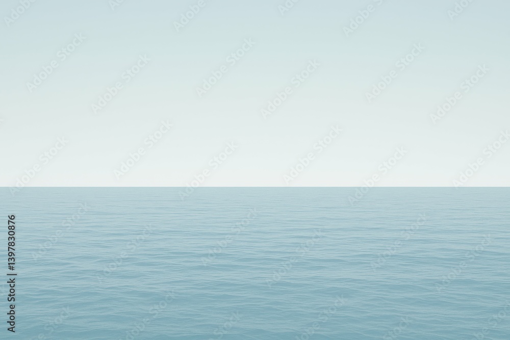 Serene Minimalist Sea Scene with Calm Water and Clear Sky Serene Minimalist Sea Scene with Calm Water and Clear Sky