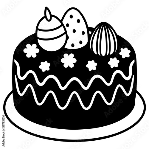 Easter Cake Outline  happy easter vector for digital free vector download 