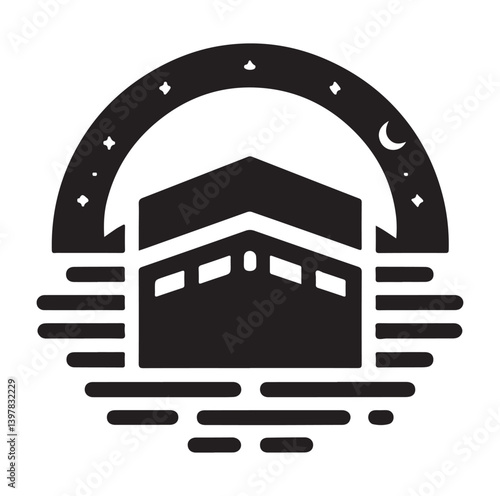 Kaaba icon, Vector Symbol Illustration.