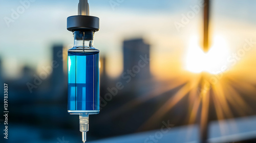 A solar panel on a city balcony absorbs bright sunlight, symbolizing the shift toward renewable energy