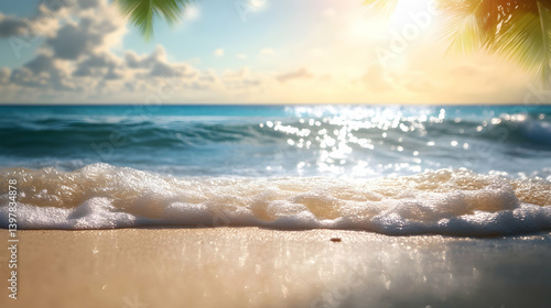 tropical beach with palm trees