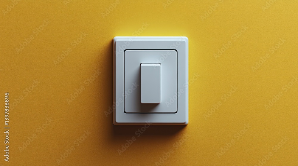 White light switch on yellow background White light switch on yellow background
