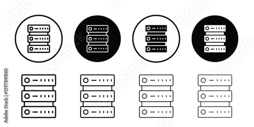 Server rack icon logo set vector