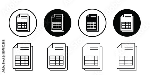 Spreadsheet icon logo set vector