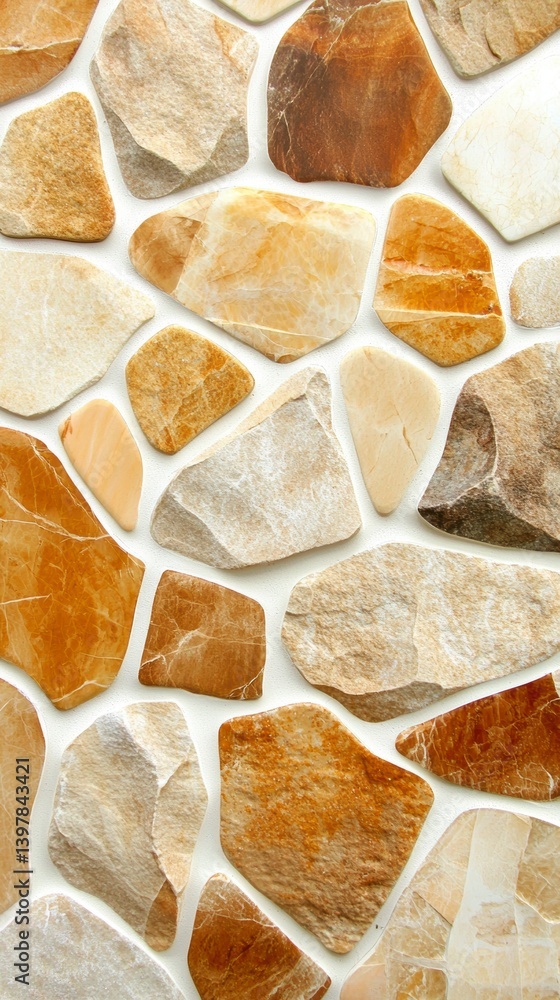Fototapeta premium Natural stone wall pattern design indoor space textured surface neutral tones close-up aesthetic appeal