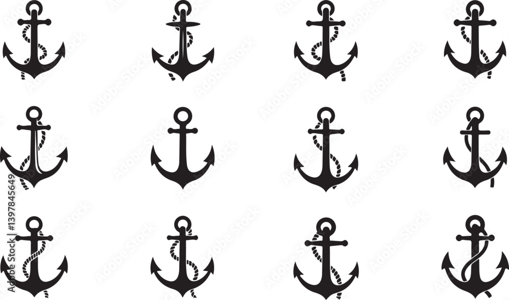 Anchor vector icons. Simple illustration set of Anchor elements, editable icons, can be used in logo, UI and web design Anchor vector icons. Simple illustration set of Anchor elements, editable icons, can be used in logo, UI and web design