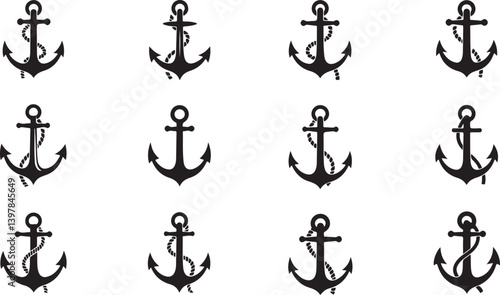 Anchor vector icons. Simple illustration set of Anchor elements, editable icons, can be used in logo, UI and web design