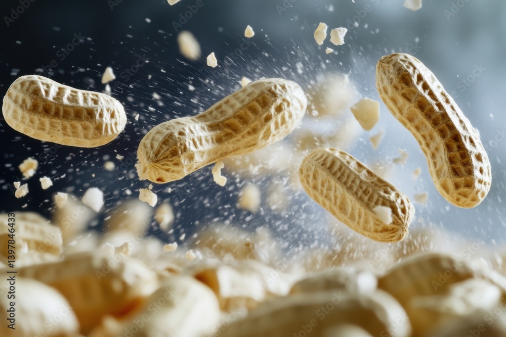 Styrofoam peanuts in motion with copy space on side Styrofoam peanuts in motion with copy space on side