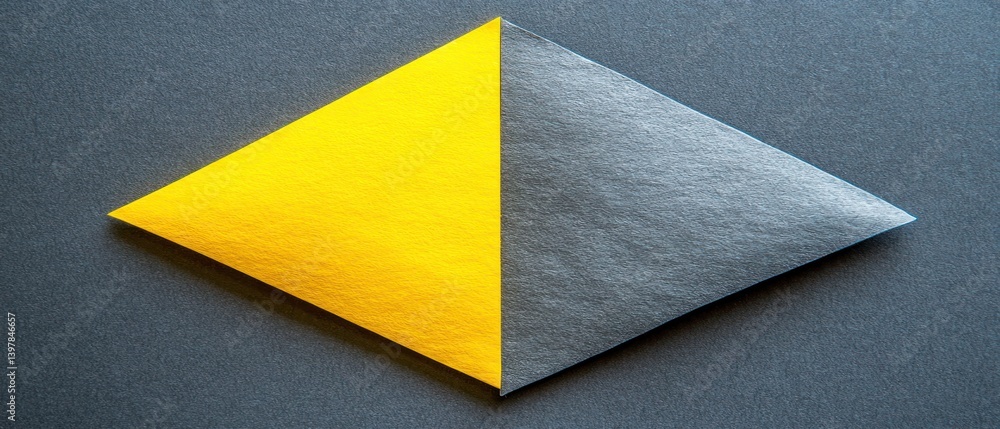 A geometric shape comprised of two contrasting color segments A geometric shape comprised of two contrasting color segments