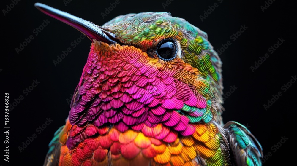 Fototapeta premium Stunning close-up of a hummingbird . Captures nature's beauty and the elegance of these tiny birds.