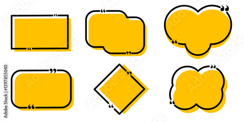 Yellow chat bubbles, quote background, Speech bubbles, a set of message bubbles, designed in flat cartoon style, isolated on white background