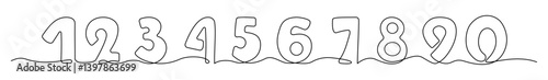 Numbers One Continuous Line Drawing. Minimalistic Arabic numerals. Simple Linear symbols. Counting signs. Vector Illustration. Hand Drawn Monoline. Editable stroke 