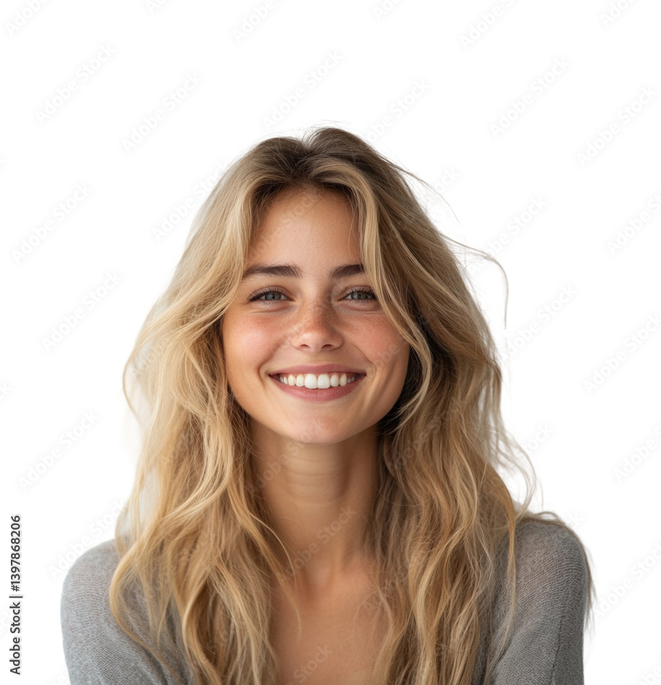 Joyful portrait of a smiling woman in a bright environment isolated on transparent background png Joyful portrait of a smiling woman in a bright environment isolated on transparent background png