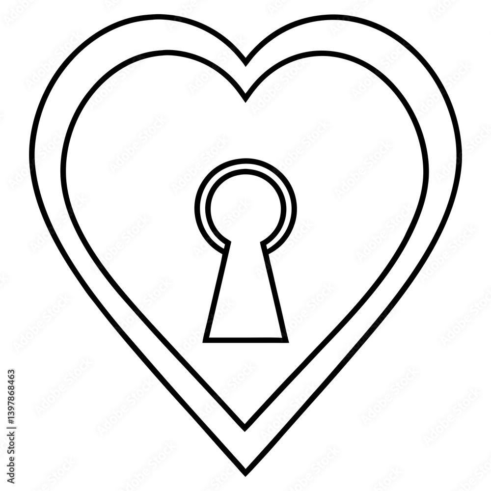 Heart and Keyhole Outline Design