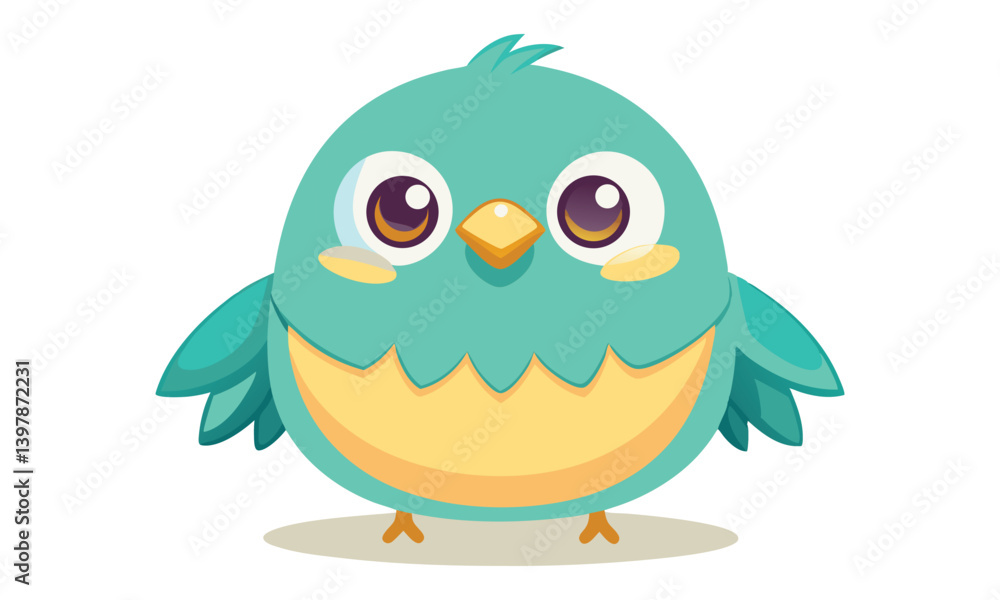 Cute Cartoon Bird Chubby Round Shape Turquoise vector illustrations Cute Cartoon Bird Chubby Round Shape Turquoise vector illustrations