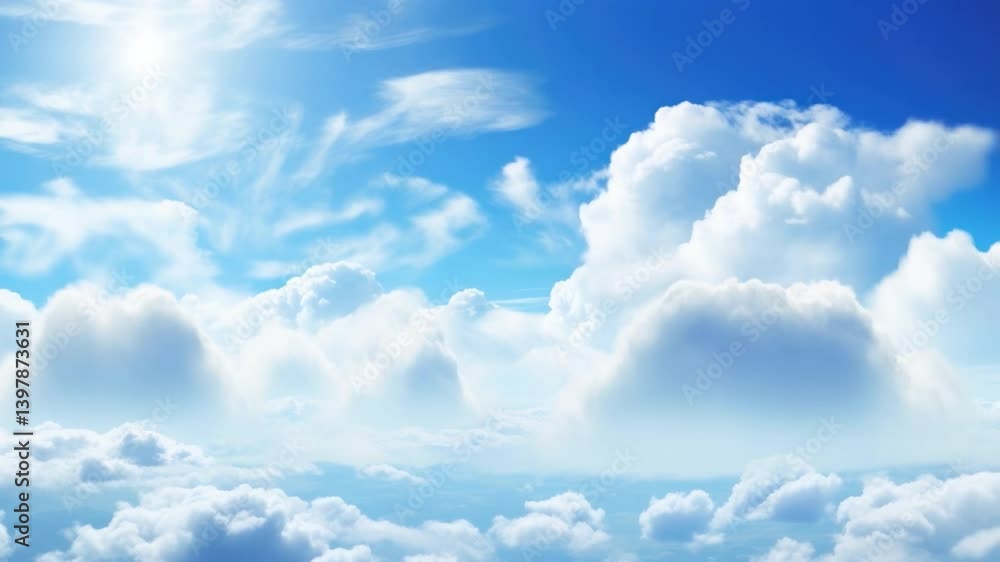 Skyward Serenity: A panoramic vista of a bright sky adorned with fluffy, white clouds, suggesting peace and tranquility and presenting a breathtaking moment. Skyward Serenity: A panoramic vista of a bright sky adorned with fluffy, white clouds, suggesting peace and tranquility and presenting a breathtaking moment.