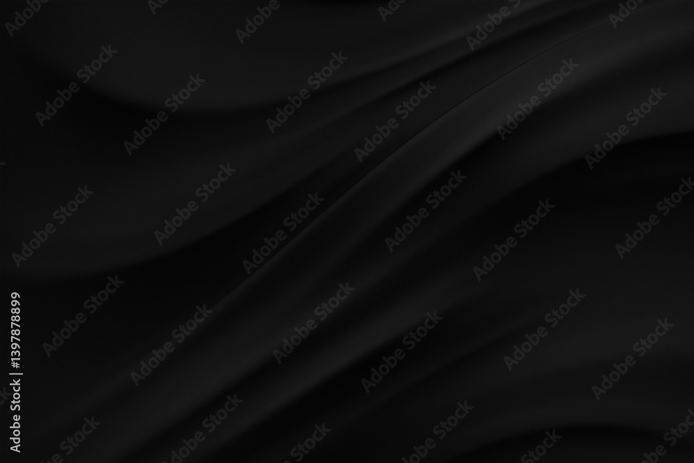Fototapeta premium Smooth black fabric folds create a flowing, luxurious surface with deep shadows and soft curves, offering a refined and dramatic feel. Generative AI
