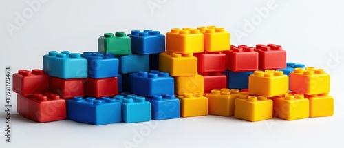 Connect Toys Colorful building blocks stacked in various patterns, showcasing creativity and playfulness.