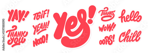Vector Lettering Set of Positive Words and Sayings.