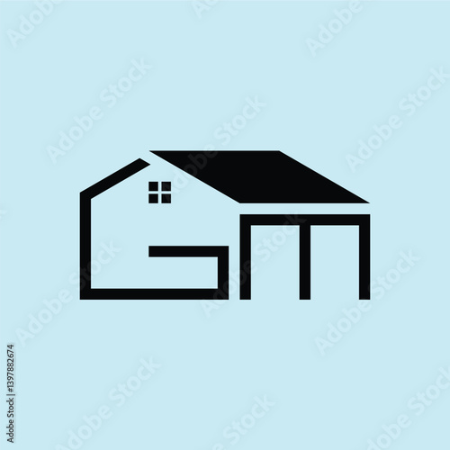 letter GM home concept logo design vector template