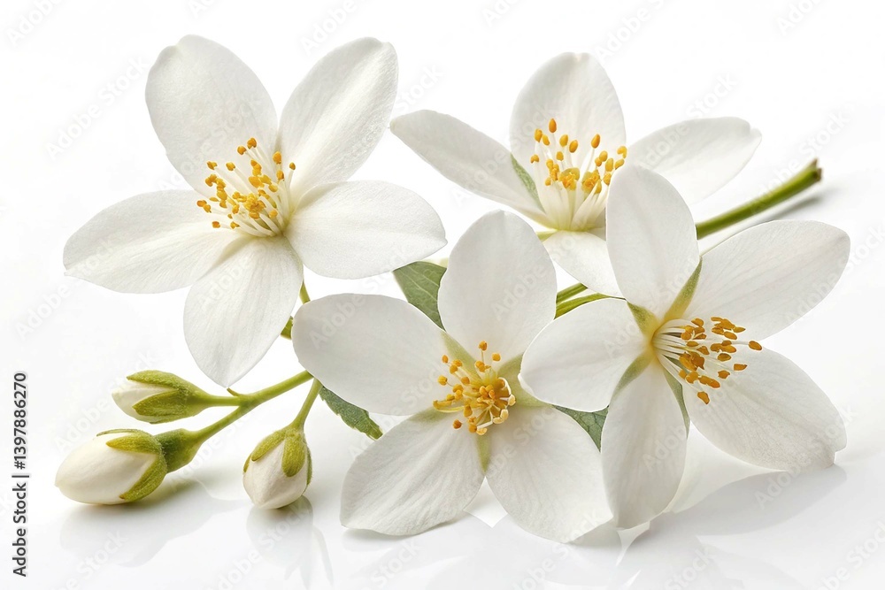 Obraz premium Jasmin flowers on white background