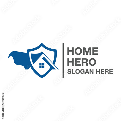 hero shield house concept logo design vector template