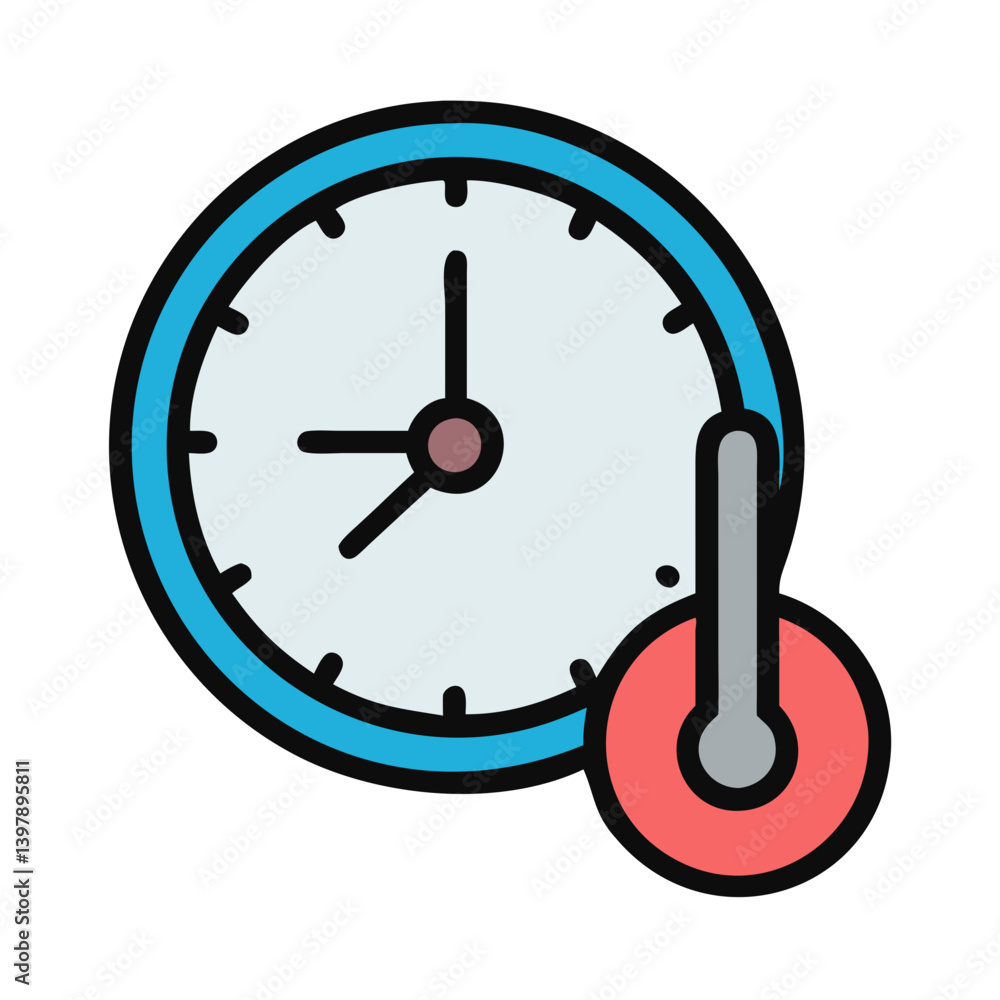 Unique Clock with Thermometer Icon Unique Clock with Thermometer Icon
