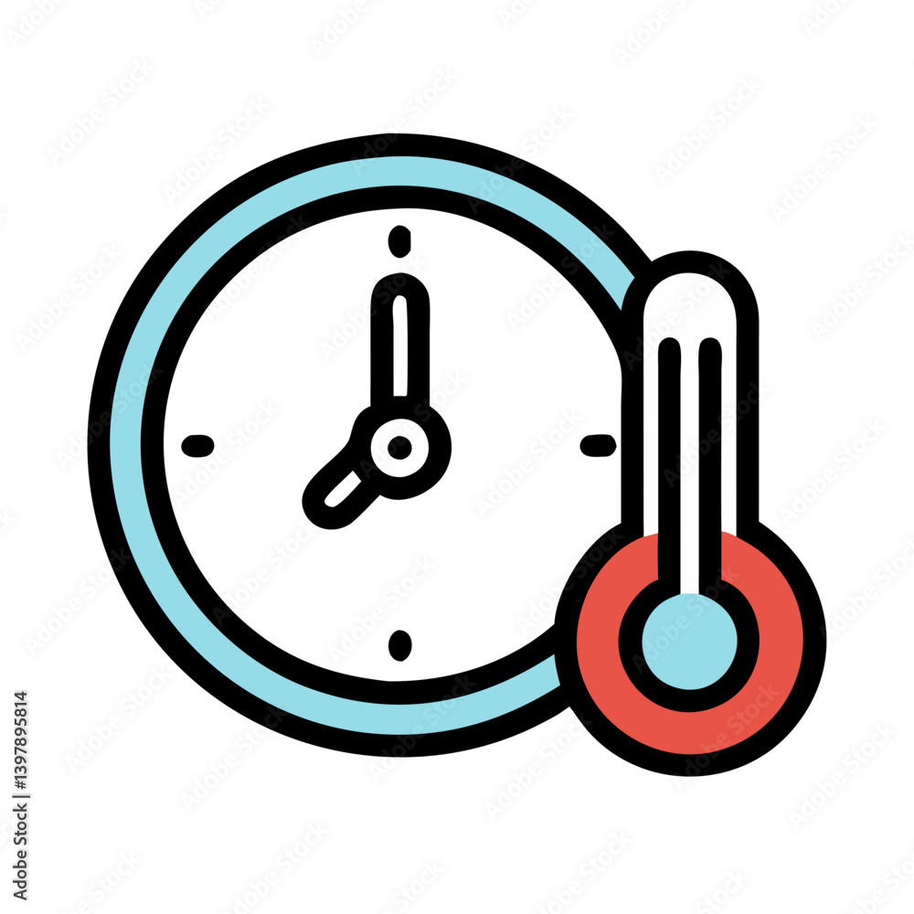 Creative Clock with Thermometer Design Icon Creative Clock with Thermometer Design Icon