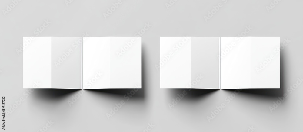 Obraz premium Two Blank White Brochures Presented Flat and Open on Surface