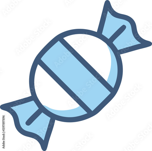 Candy wrapped sweets outline icon. Bonbon lollipop chocolate vector illustration. sweet candy
