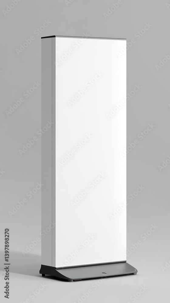 A rectangular tall blank display stand against a neutral background A rectangular tall blank display stand against a neutral background