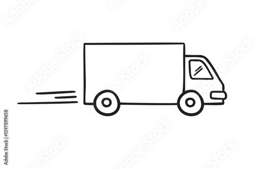 Truck icon doodle hand drawn. Outline line truck drawing clipart symbol