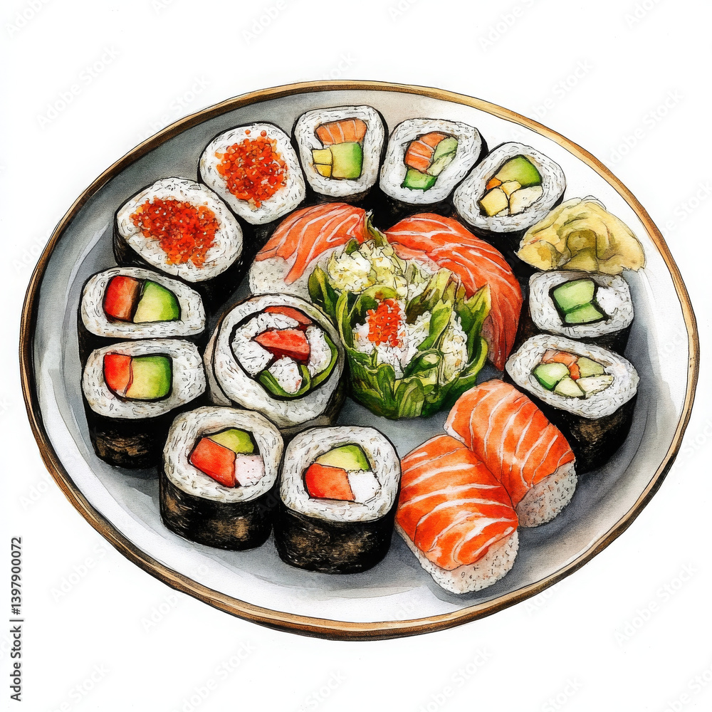 Delicious sushi platter featuring various rolls and sashimi, perfect for food lovers Delicious sushi platter featuring various rolls and sashimi, perfect for food lovers