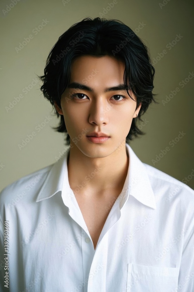 arafed asian man with black hair and white shirt looking at the camera arafed asian man with black hair and white shirt looking at the camera