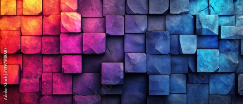 Colorful square blocks arranged and blended with a nice gradient effect