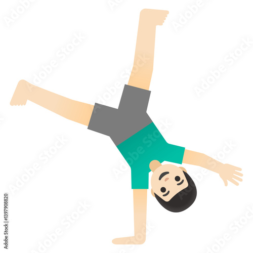  Emoji Boy Doing a Cartwheel (Medium-Light Skin Tone)  