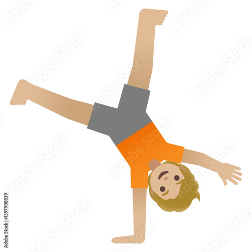  Emoji Boy Doing a Cartwheel (Light Skin Tone)  