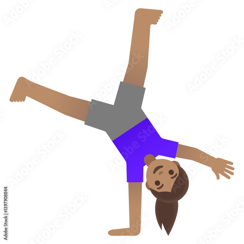  Emoji Girl Doing a Cartwheel (Medium Skin Tone)  