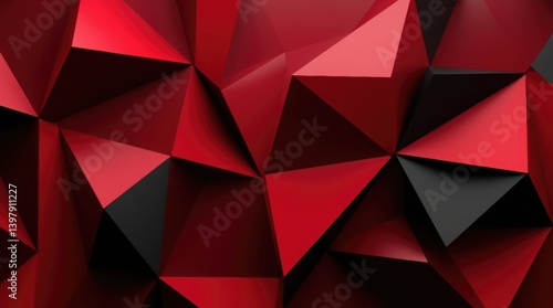 Black Red Abstract Background Triangle Layer Design Texture Geometric
