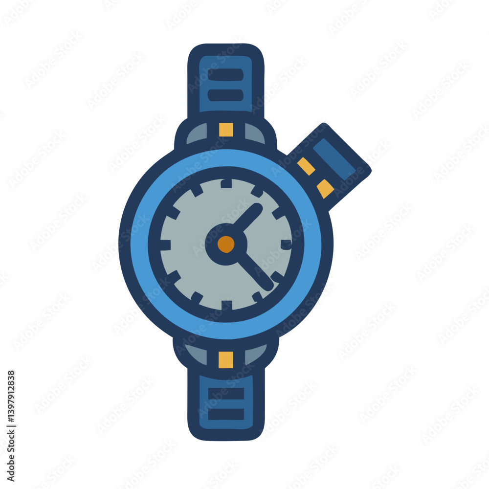 Chic Navy Strap Chronograph Illustration Chic Navy Strap Chronograph Illustration