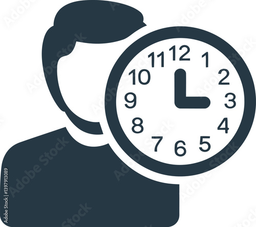 Person icon next to time on ios phone Vector Illustration.