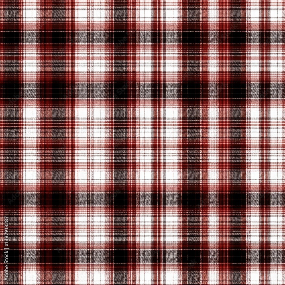 Intricate lines form a seamless Scottish tartan plaid design featuring gray and ivory, suitable for classically styled textiles SEAMLESS PATTERN