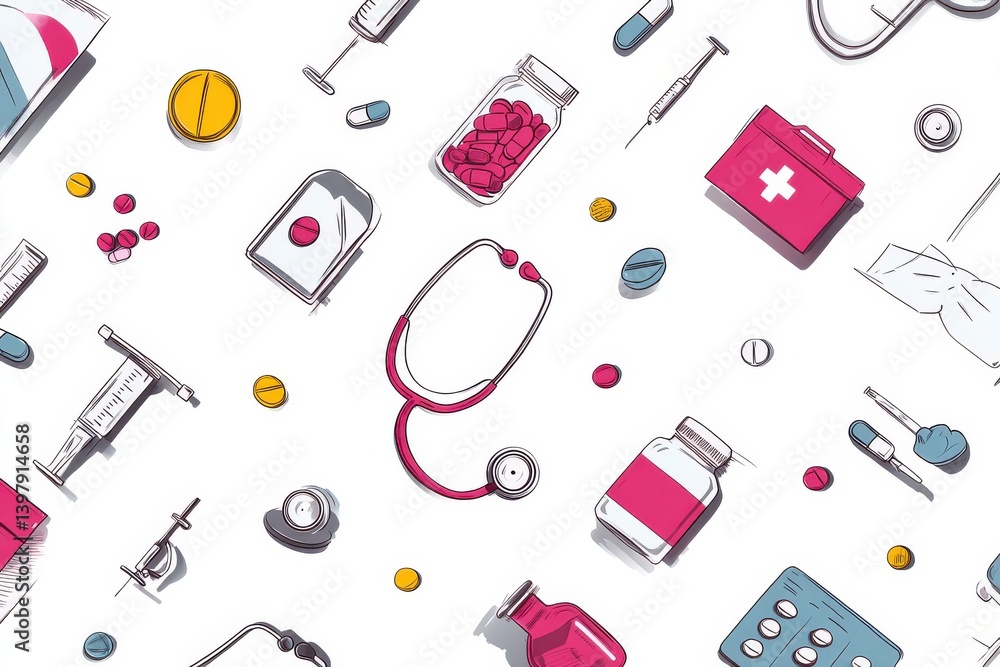 Obraz premium Medical supplies and equipment illustration